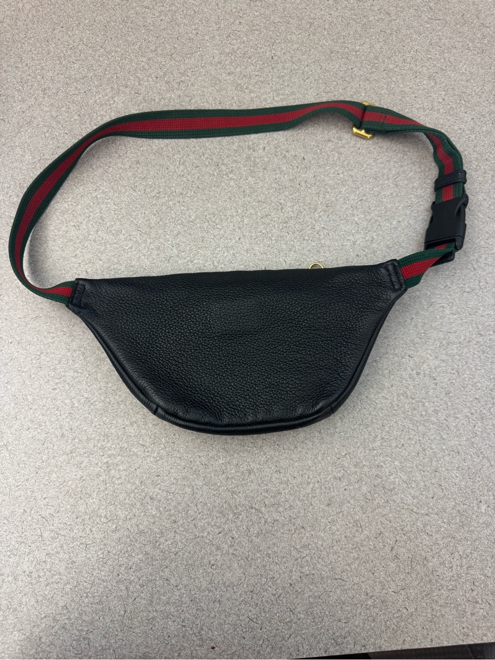 Gucci Black Leather Logo Belt Bag with Green-Red Web Stripe *Smaller BeltBag* - Picture 2 of 6